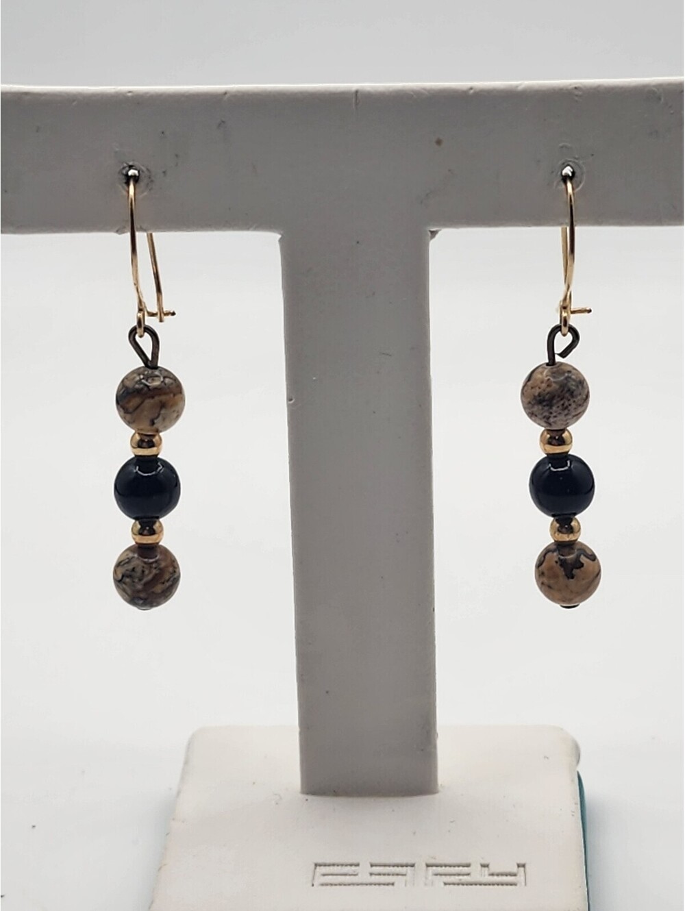 Handcrafted 1/20 14 Karat Gold Filled Hook Dangle Earrings with Stone Beads